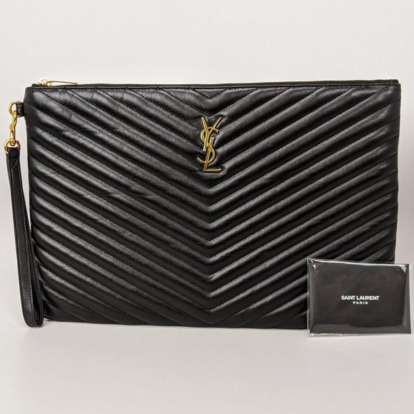 SOLD Saint Laurent Black Large Monongram Wristlet - Picture 7 of 8